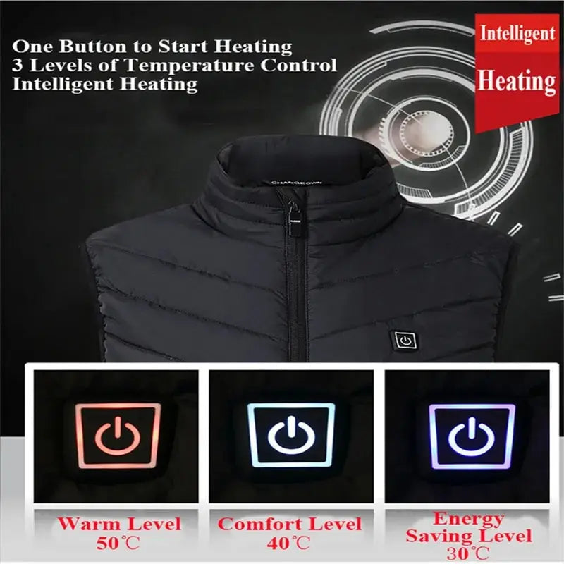 Bouton de contrôle du gilet chauffant avec 3 niveaux de chaleur